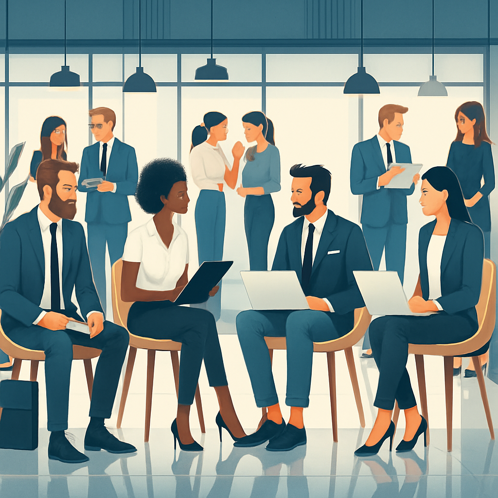 Centralized Collaboration Hub for Team Connectivity Visual representation of a centralized collaboration hub where diverse teams connect, share data, and engage in real-time communication around a digital platform or roundtable.